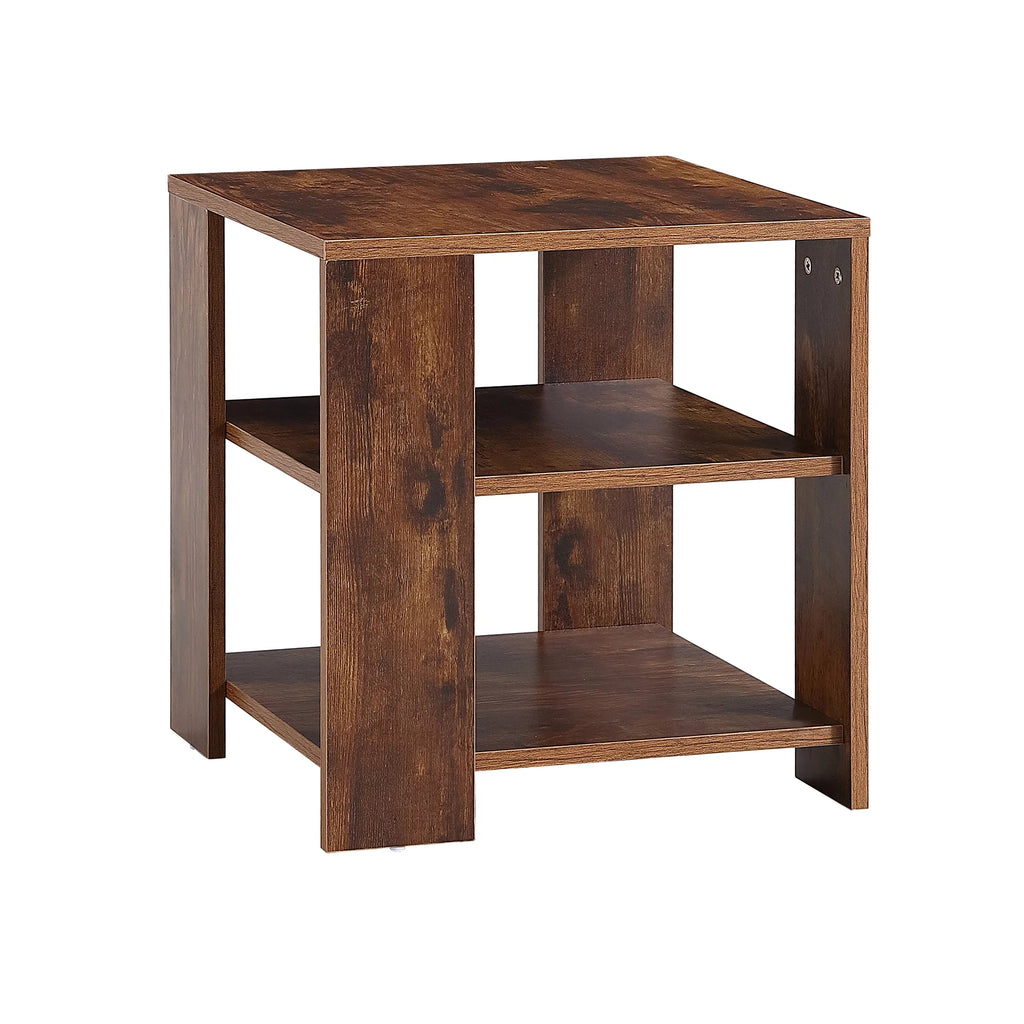 Brown Wood Small End Table with 2 Shelves L67313