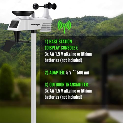Black WiFi Weather Station with Outdoor Sensor, Rain Gauge, Wind Gauge C988383