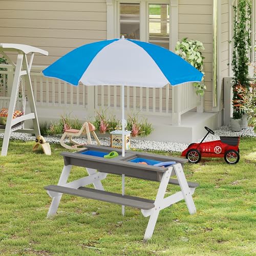 Wooden Sand & Water Table with Umbrella B829