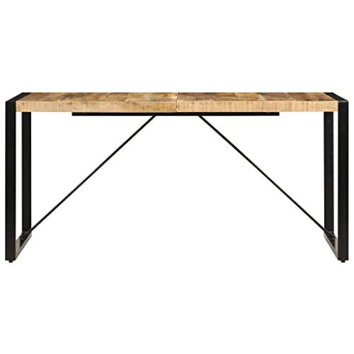 Solid Mango Wood Dining Table with Powder Coated Steel Legs H863659