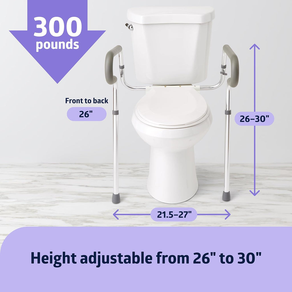 Height Adjustable Toilet Safety Rail with Armrests, 300 LB. Weight Capacity K9170