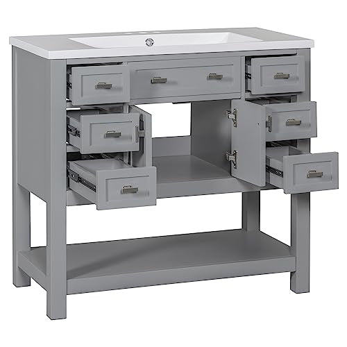 White Bathroom Vanity with Sink W38793