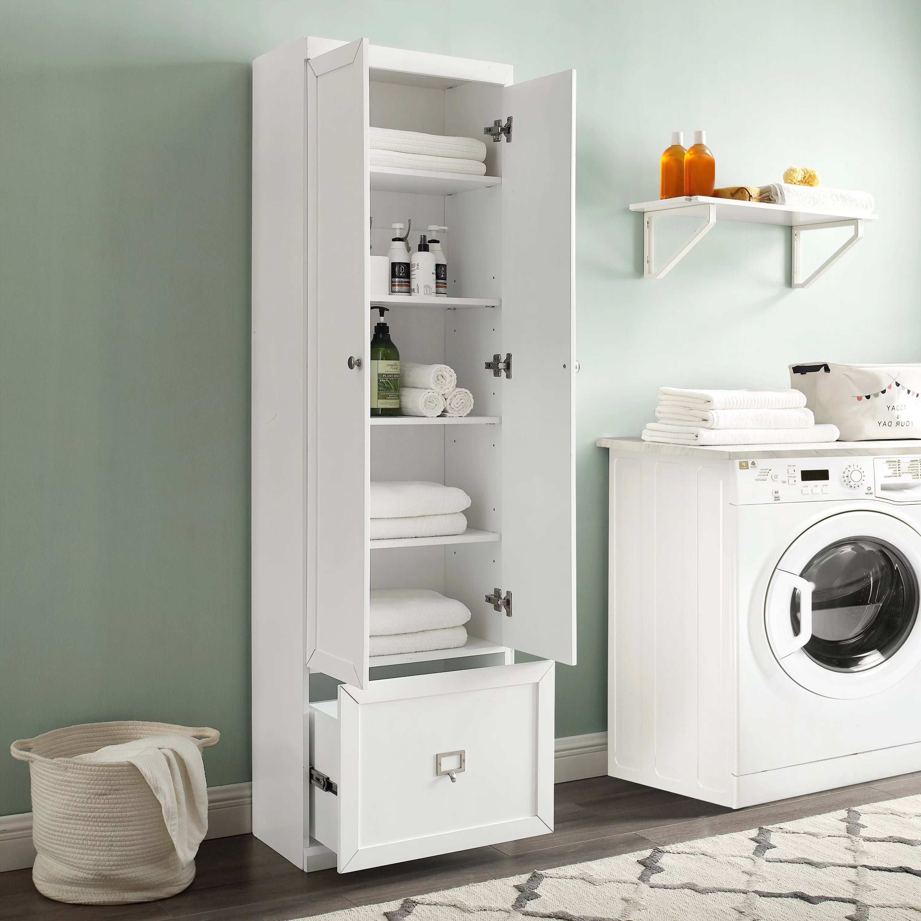 White Wood Convertible Pantry Closet V864641