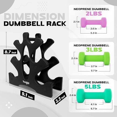 Neoprene Coated Dumbbell Hand Weight Sets with Rack B76428