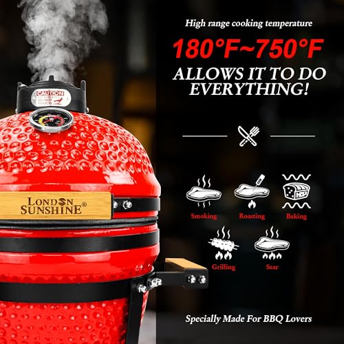 Red 13 inch Portable Ceramic Charcoal Kamado Grill N899