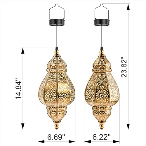 Gold Plastic Solar Hanging Lantern I892