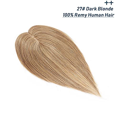 100% Real Human Hair Topper with Silk Base 3 Clips C61151