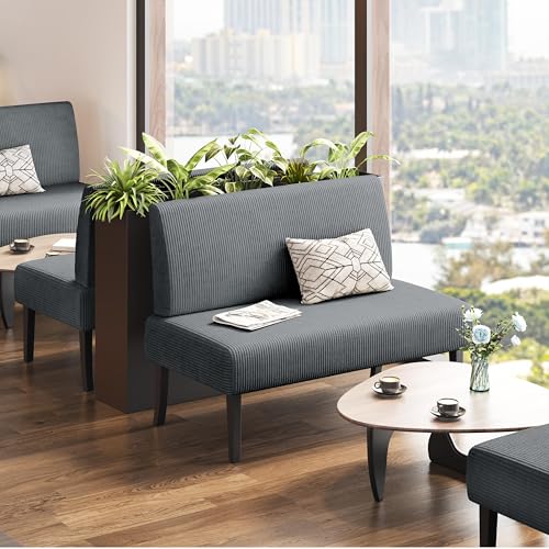 Small Comfy Sofa Mini Loveseat Couch 2-Seater Armless Sofa Chair, Corduroy Fabric, Dark Gray K215