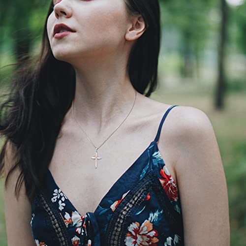 925 Sterling Silver Polished Cross Pendant Necklace K37938