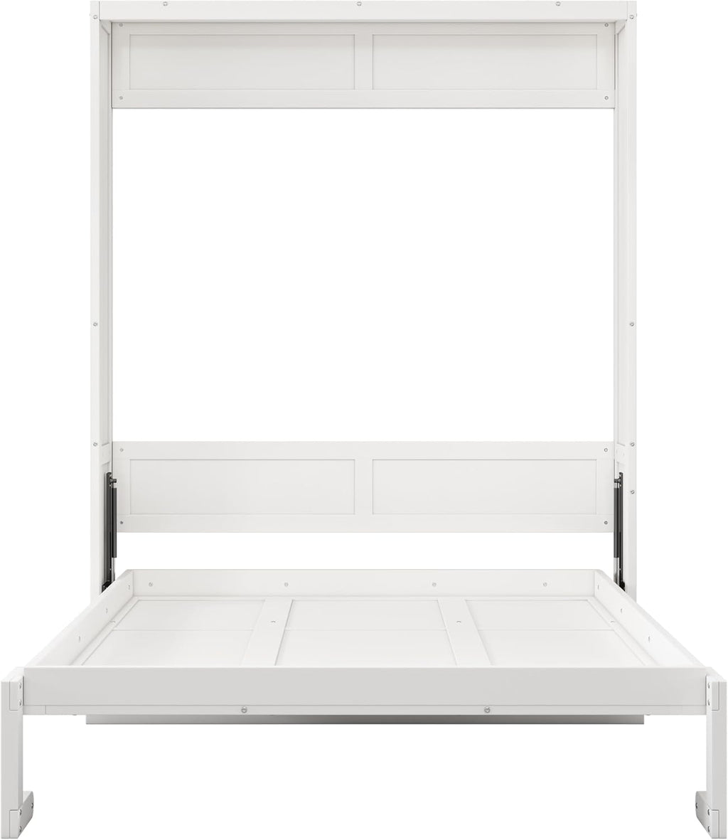 White Queen Size Murphy Bed with Desk S34010