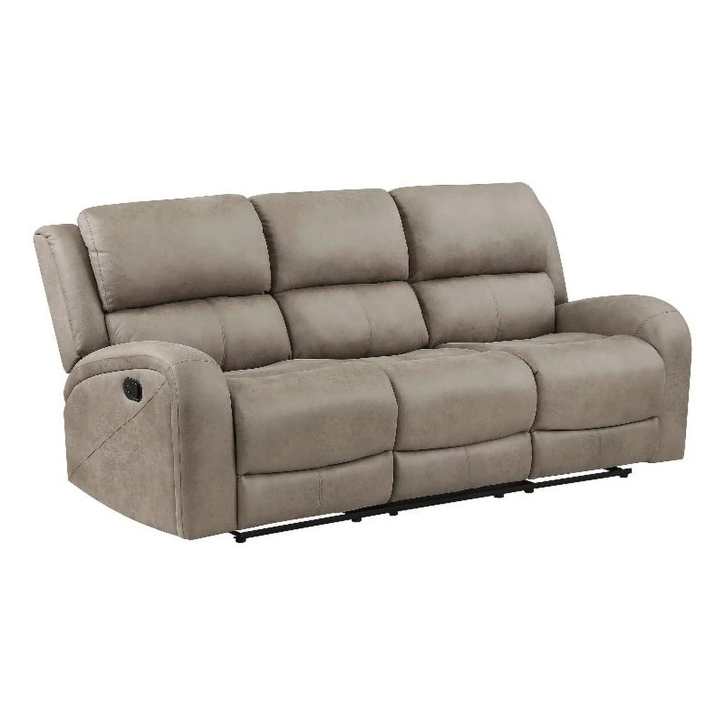 Polished Microfiber Double Reclining Sofa in Brown U4187
