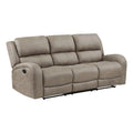 Polished Microfiber Double Reclining Sofa in Brown U4187