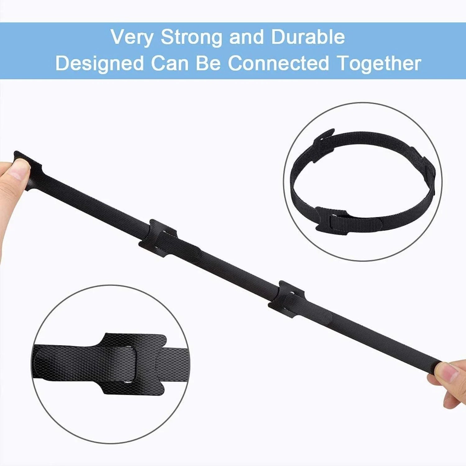 200PCS Black Reusable Velcro Cable Straps U7753