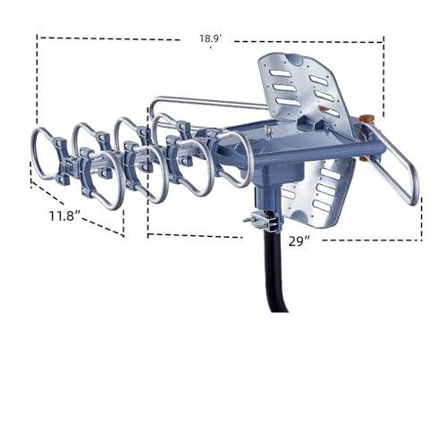 Outdoor TV Antenna, Long Range, 360° Rotation, 4K 1080P VHF UHF, with Remote and 40ft RG6 Coax Cable P8444