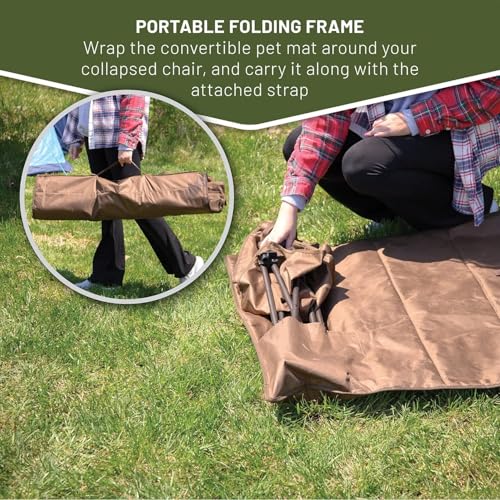 Collapsible Armrests Cup Holder Carry Mat Pet Leash Heavy Duty Foldable Chair Earth Brown P4988