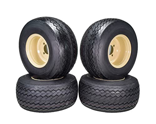 Set of 4 18x8.5-8 Beige Golf Cart Wheels and Tires Combo E793407