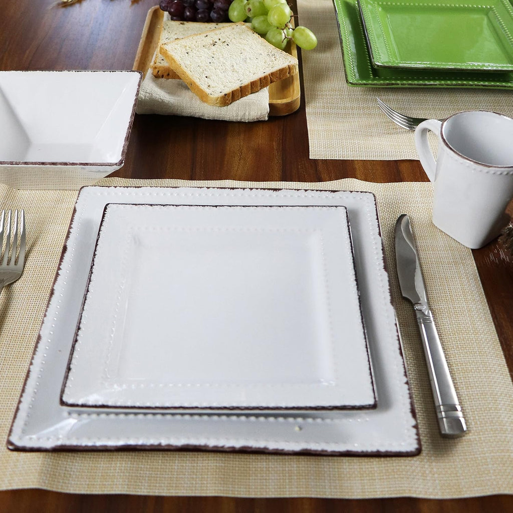 16 Piece White Stoneware Dinnerware Set A631959