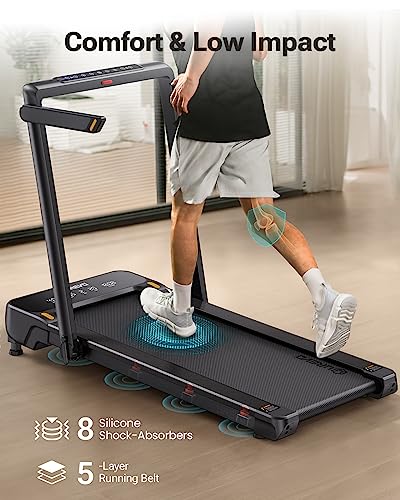 Walking Pad Treadmill with Incline, 2.5 HP Under Desk Treadmill, Foldable Compact Treadmill with LED Display Remote Control 265lbs Weight Capacity S26228