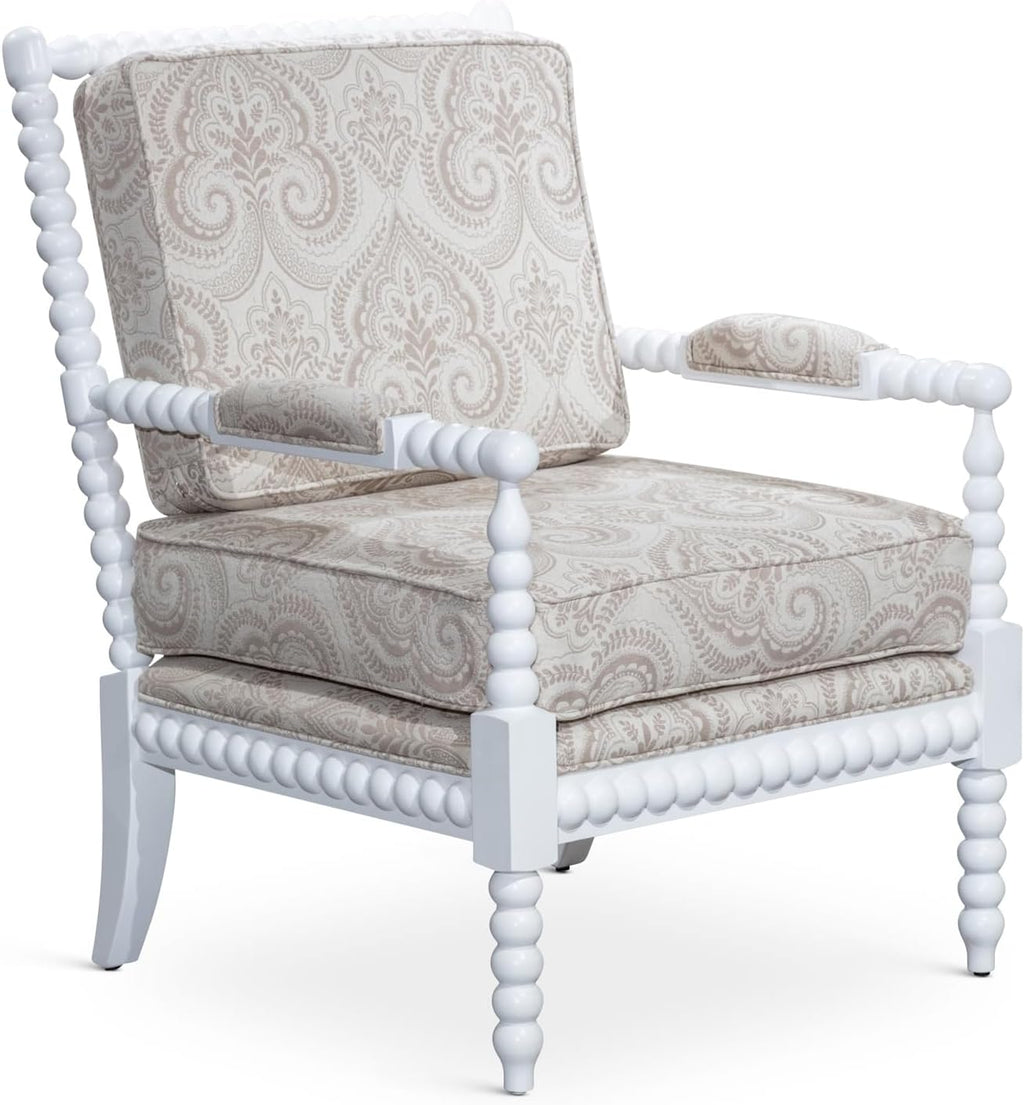 White Fabric Spindle Chair S2146