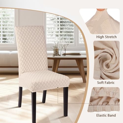 Wine Red Set of 6 Stretch Jacquard Parsons Chair Slipcovers K2973