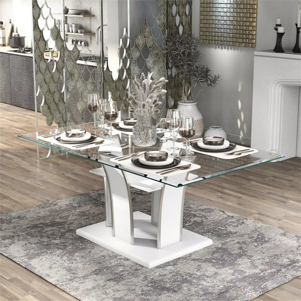 White Glass Top Dining Table E158