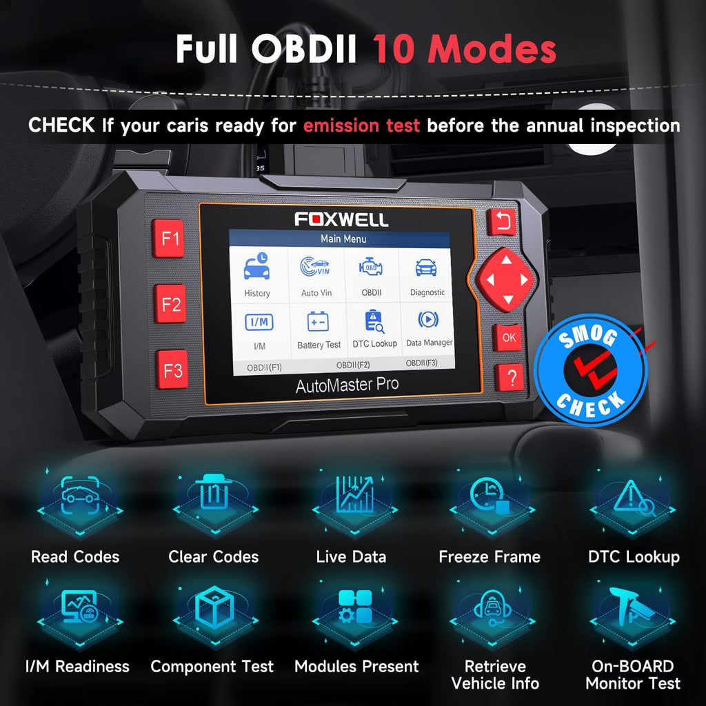 OBD2 Scanner ABS SRS Code Reader Car Diagnostic Tool with Battery Test H48828