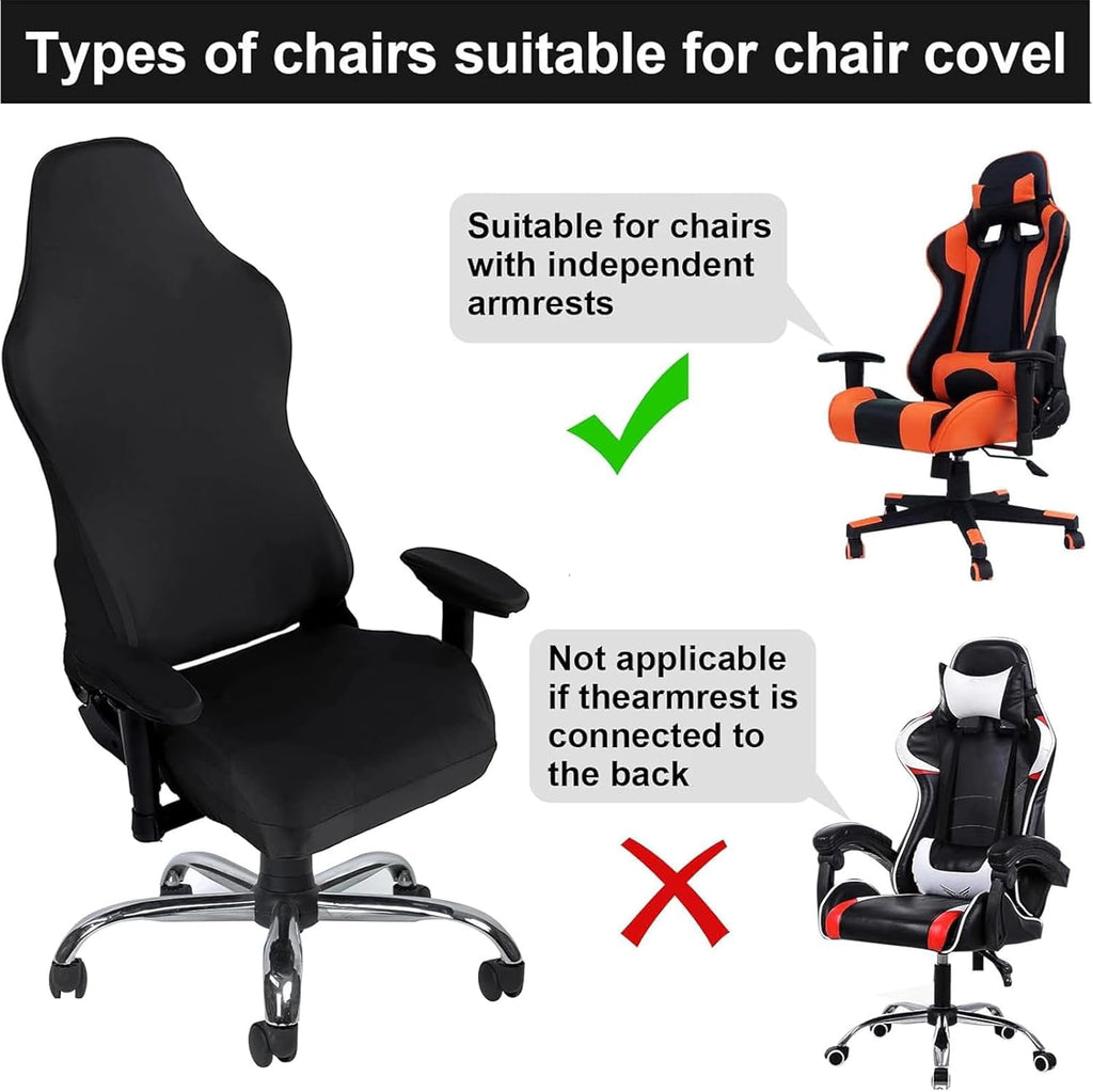 Black Stretchy Polyester Gaming Chair Cover Set of 4 M90744