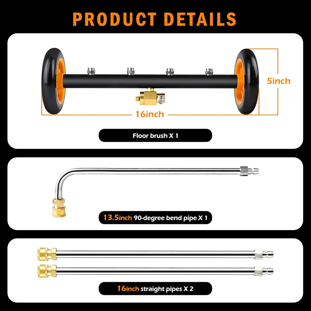 16" Dual-Function Water Broom, 4000 PSI, Orange R491426