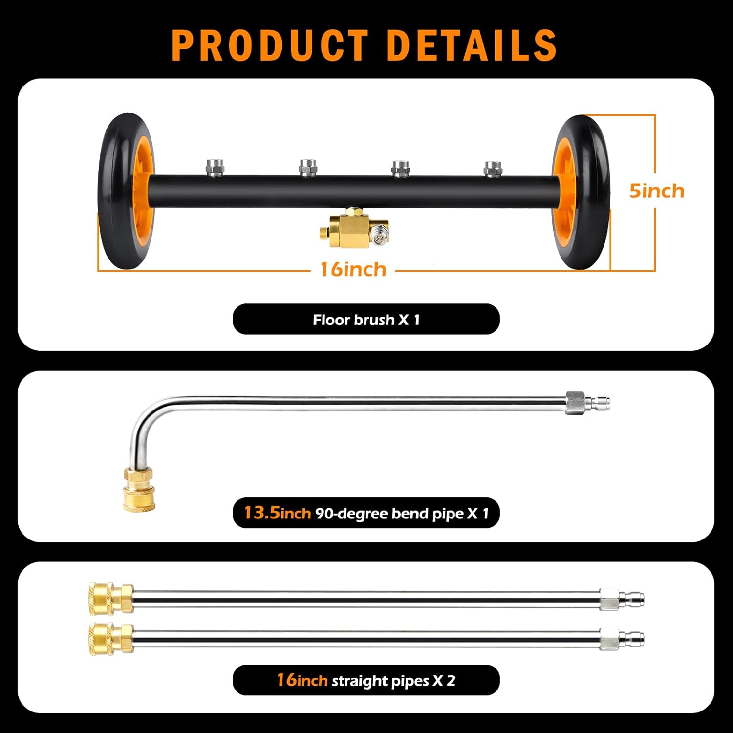 16" Dual-Function Water Broom, 4000 PSI, Orange R491426