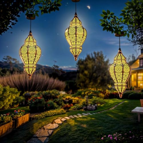 Gold Plastic Solar Hanging Lantern I892