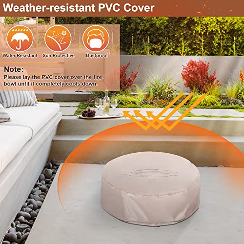 28 Inch Round Propane Gas Fire Pit with Lava Rocks & PVC Cover C92768