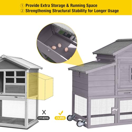 Large Mobile Chicken Coop with Wheels M50400