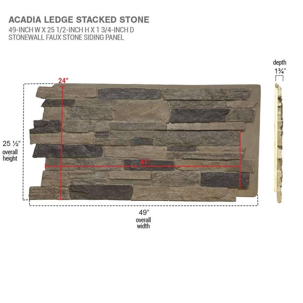 48 inch x 24 inch x 1 1/4 inch Stacked Stone Faux Stone Siding Panel D540