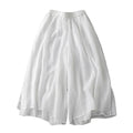 Women Summer Palazzo Capri Pants Double Layer Wide Leg Elastic Waist Lightweight Trousers I375