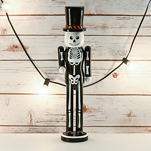 Black and White Wooden Skeleton Nutcracker Figure 15" T58372
