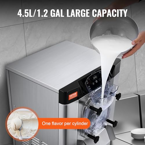 Commercial Ice Cream Machine 1400W 20/5.3 Gph Hard Serve Ice Cream Maker with LED Display Screen M590174