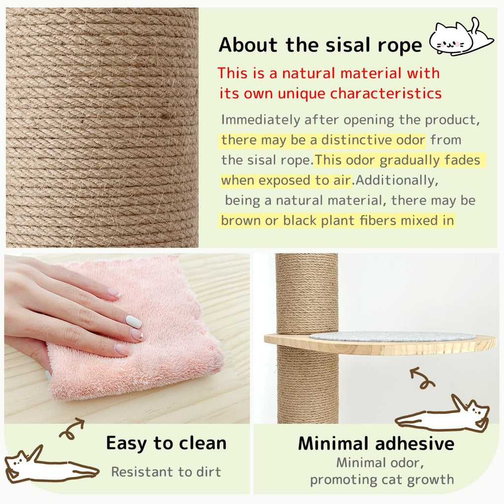 Cat Climbing Tower with Natural Sisal Rope Scratching Post D715743