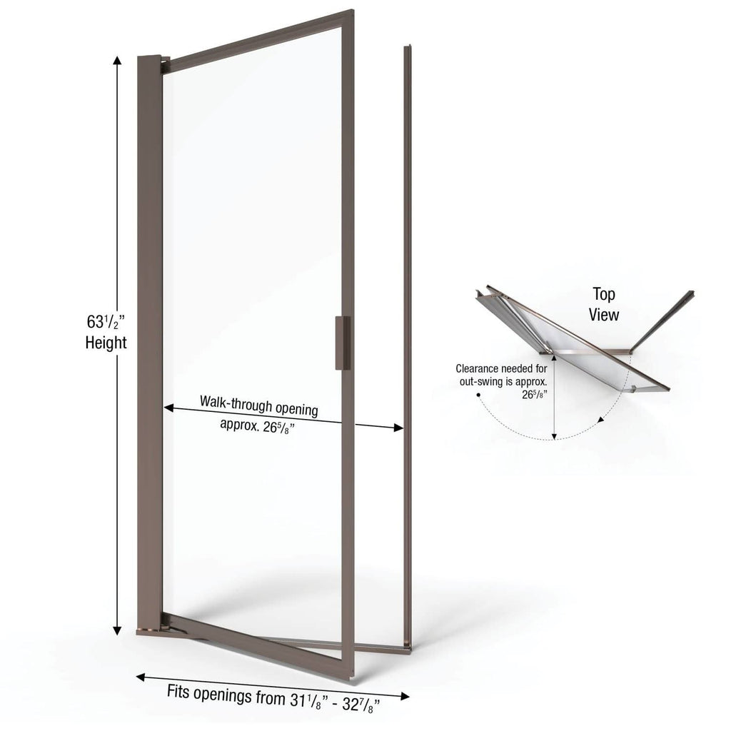 Pivot Framed Shower Door with Silver F301