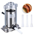 7 L / 15 LBS Vertical Manual Sausage Stuffer, 304 Stainless Steel, 5 Stuffing Tubes C75526