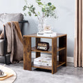 Brown Wood Small End Table with 2 Shelves L67313