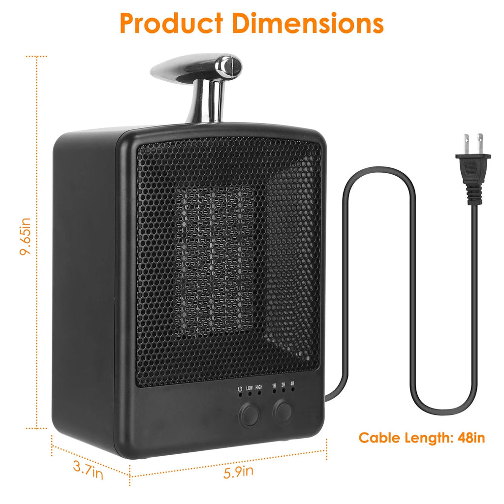 1000W Portable Ceramic Heater with Adjustable Temperature Timer L649