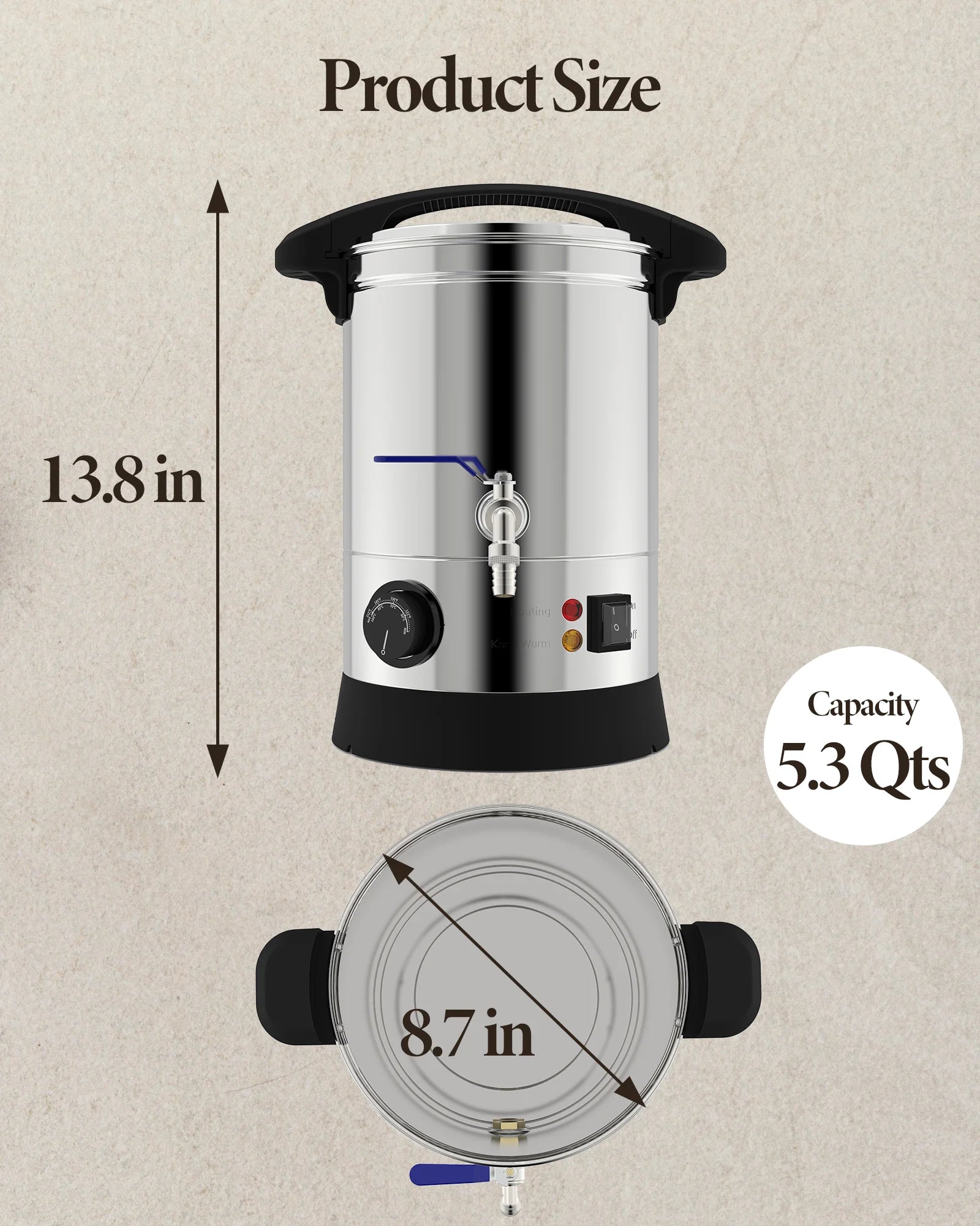 5 Qts Electric Wax Melter with Temp Control and Pour Spout K7731
