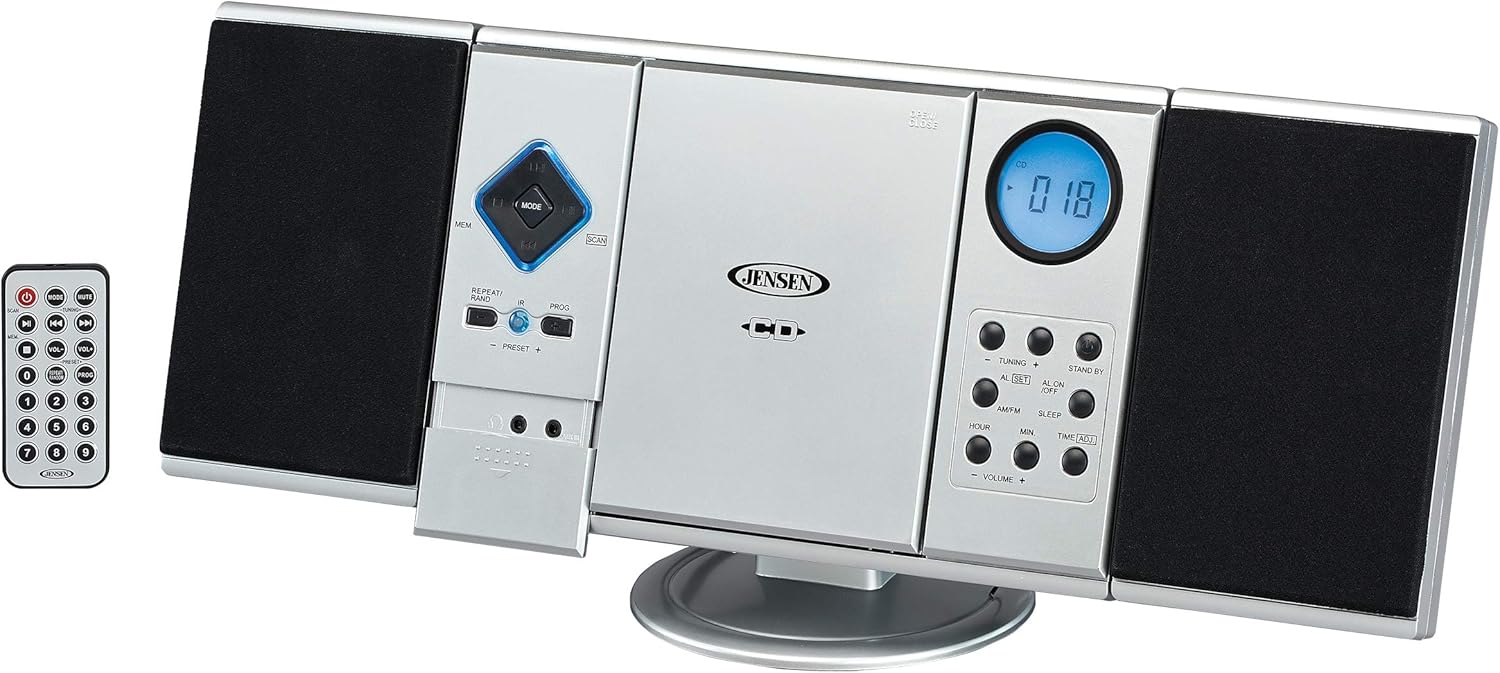 Silver Wall Mountable CD Music System with Speakers Pack of 2 K340