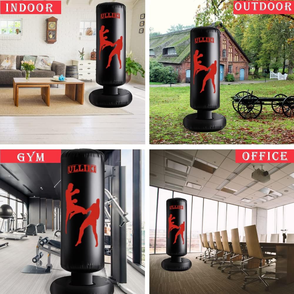 63 Inches Inflatable Boxing Bag with Stand V1115