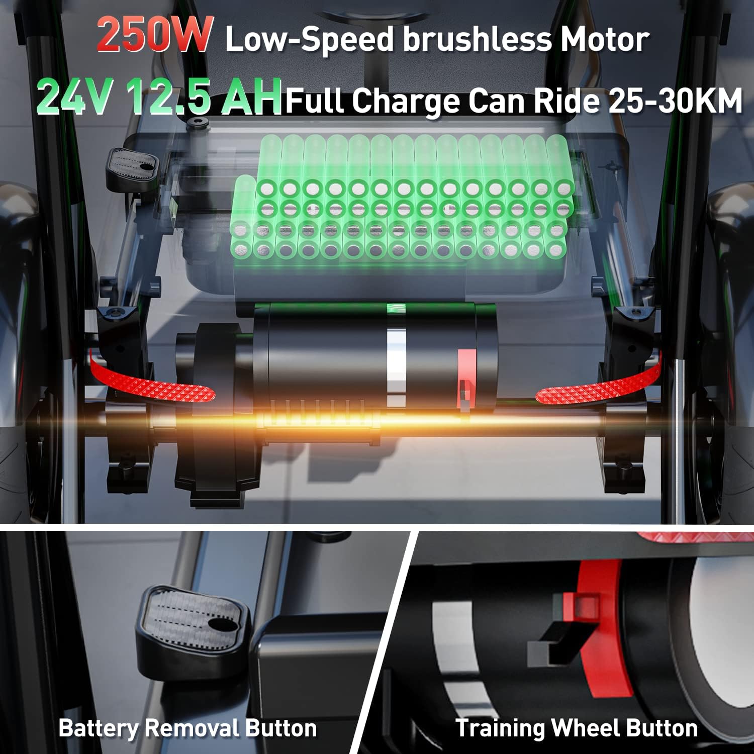 3-Speed 4 Wheel Foldable Lightweight Electric Mobility Scooter O364