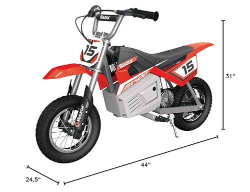 Red Kids Electric Motocross Bike, 14 Mph, 60 Min Runtime T86946
