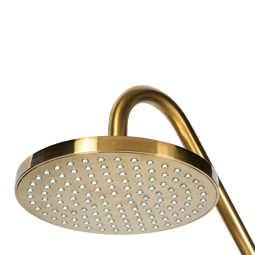 Brushed Gold 8" Rain Showerhead 5-Function Hand Shower Shower System C812735