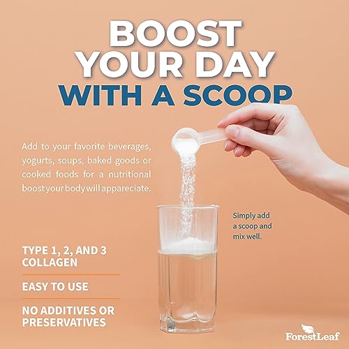 Collagen Peptides Powder Unflavored Hydrolyzed Collagen Protein Powder Type 1, 2 & 3 Grass Fed, 11g Per Serving S21599