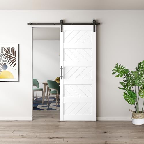 Black 36" x 84" Solid Wood Barn Door with Hardware Kit G72744
