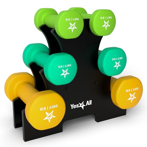 Neoprene Coated Dumbbell Hand Weight Sets with Rack B76428